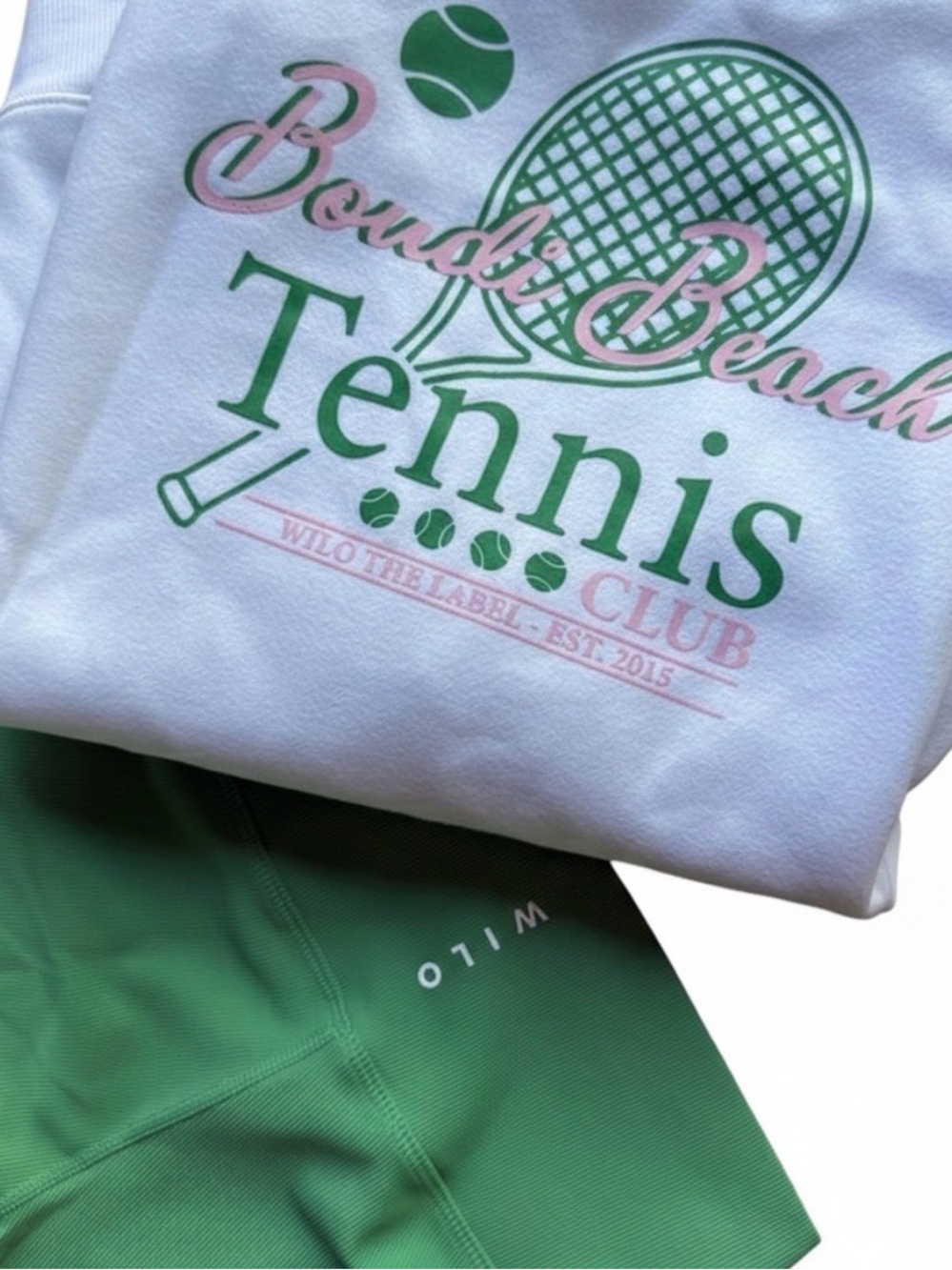 WILO Tennis Club White & Green Sweatshirt & shorts set